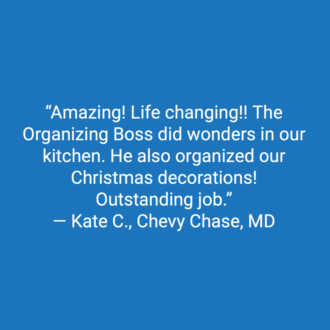 Customer review: Amazing! Life changing!! The Organizing Boss did wonders in our kitchen. Outstanding job!